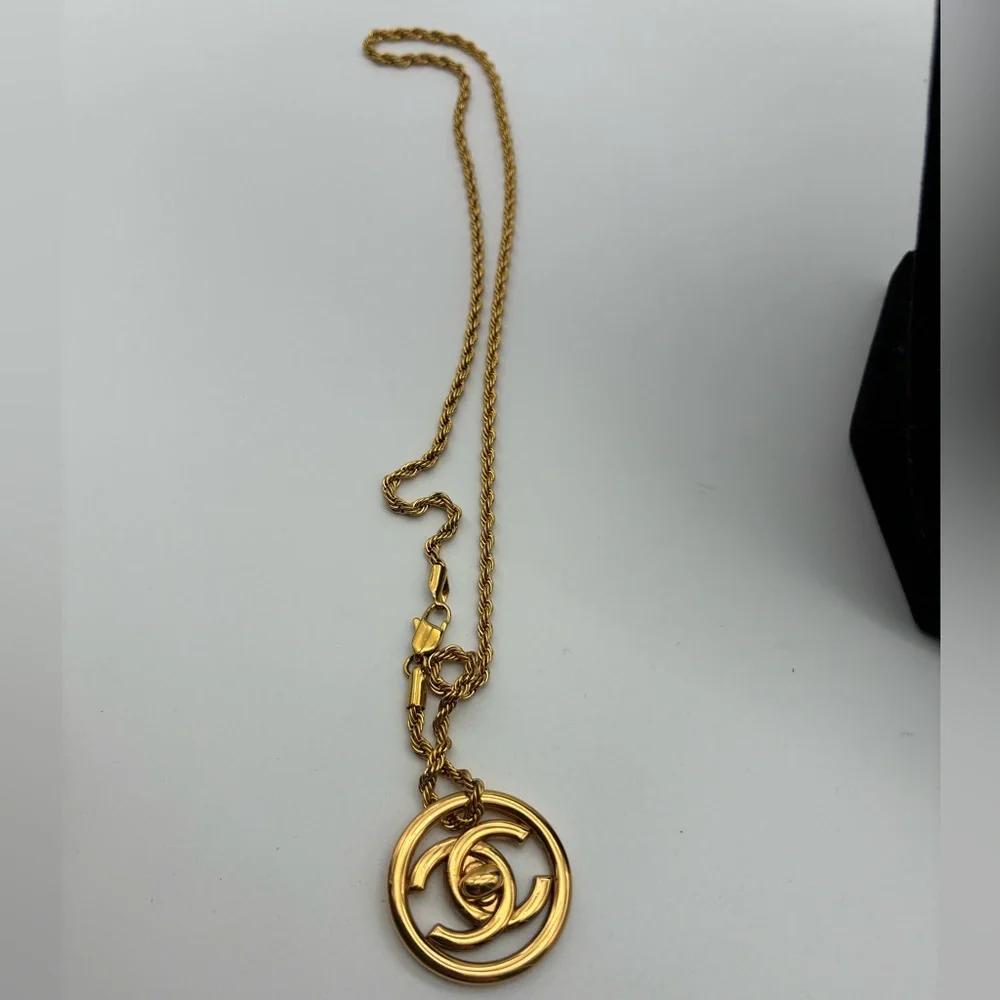 Chanel Gold-Tone CC turn lock Pendant necklace